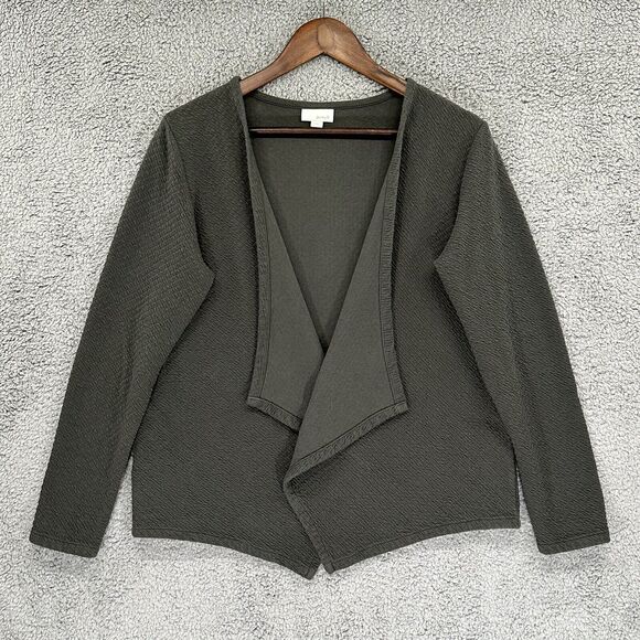 PureJill Open Cardigan Women XS Green Textured Stretch Long Sleeve F11 - Picture 2 of 12